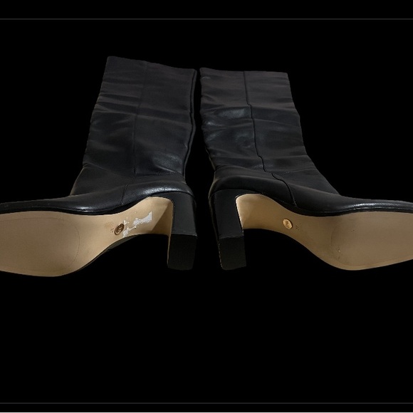 ZARA BLACK LEATHER OVER THE KNEE BOOTS ZIP & BLOCK HEEL Size US-7 / EU 37 - Picture 15 of 16